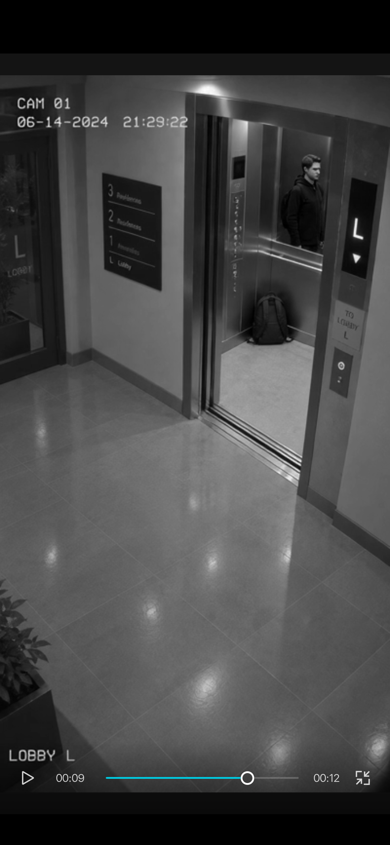CAM 01 / 21:29:22 — The bag arrives